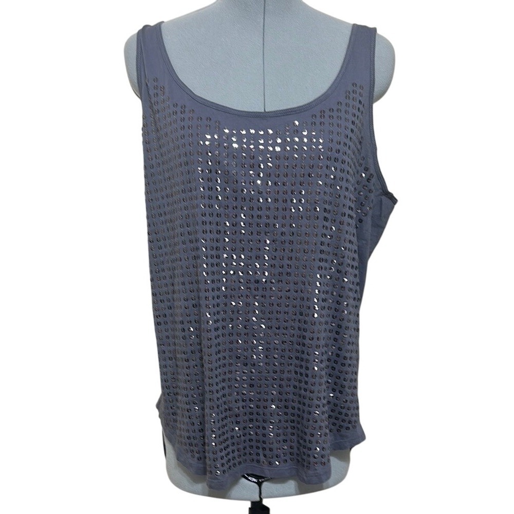 New York and Company Gray Sequin Tank Top Sleeveless Casual Party Sparkle Blouse